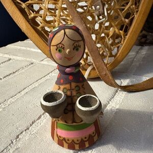 Handcrafted Wooden Doll Candle Holder